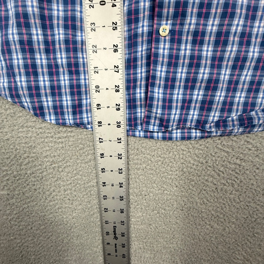 Peter Millar Button Down Shirt Medium Plaid Check Cotton Blue Red Menswear‎ - Picture 5 of 7